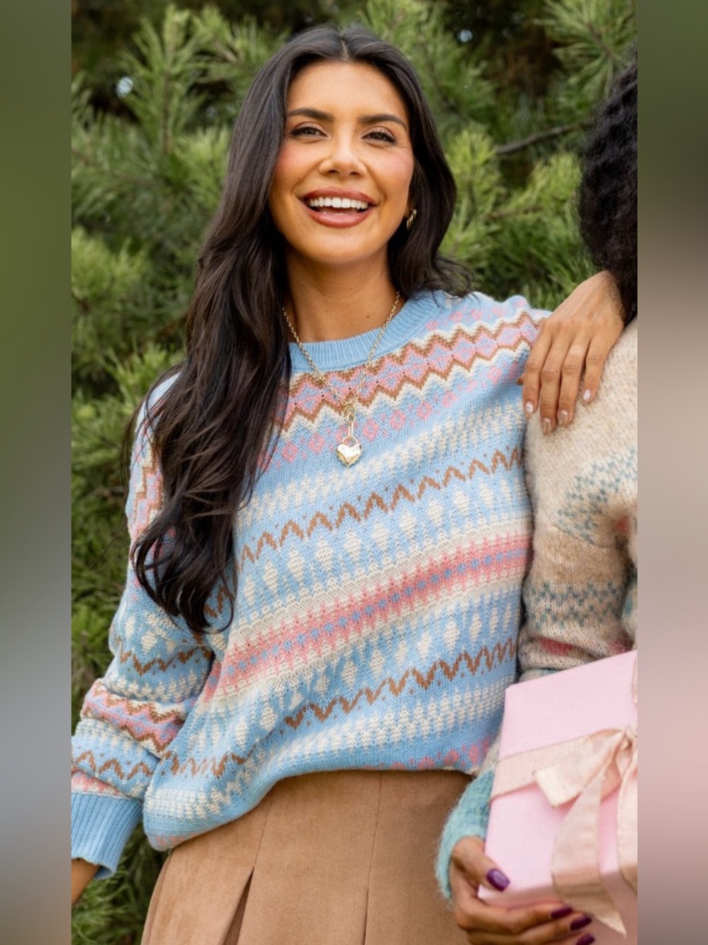 Pastel Blue Fair Isle Crewneck Sweater